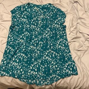 Teal and white blouse size L